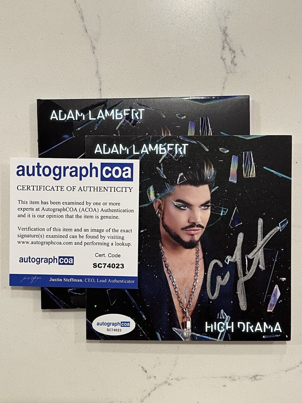 Adam Lambert - COA High Drama Cd with Signed / Autographed Art card ACOA #3